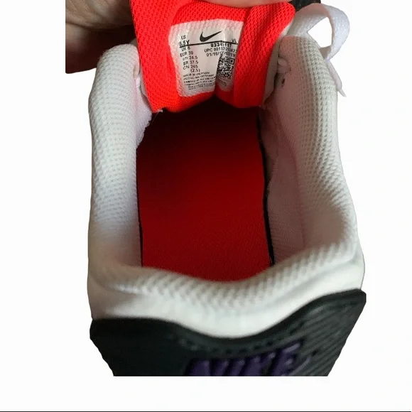 Youth NIKE AIR MAX 90 LEATHER GS 'WHITE BRIGHT CRIMSON' Size 6.5 - Picture 8 of 10